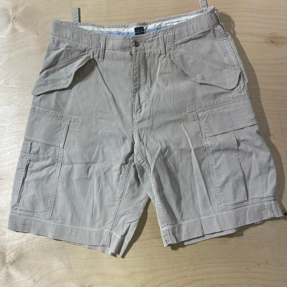 Polo by Ralph Lauren Tan and White Striped Shorts 34 (OK